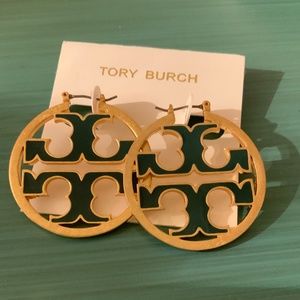 Tory burch green enamel earrings